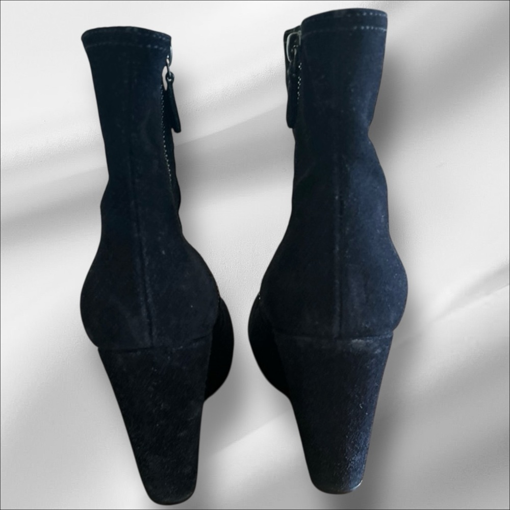 🖤 Prada Black Suede Wedge Ankle Boots - Size 37.5 (EU)✨ - Picture 5 of 11